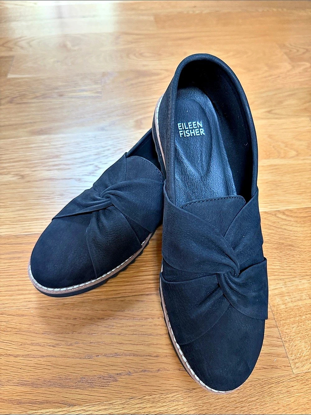Eileen Fisher Black Suede Loafers